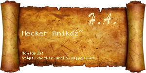 Hecker Anikó névjegykártya